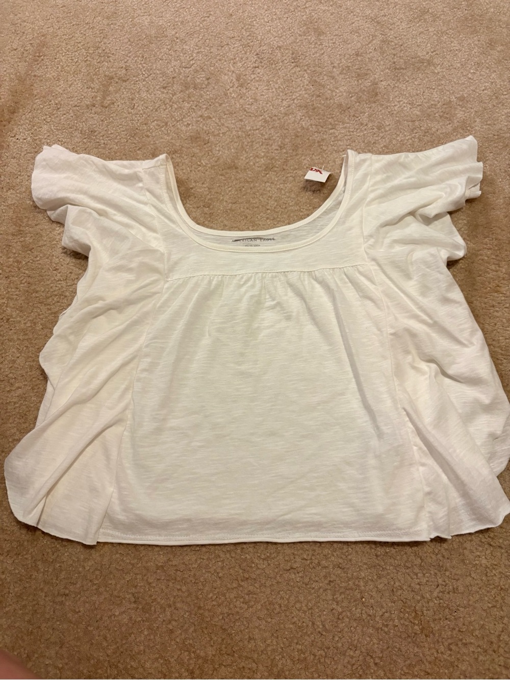 White Scoop Neck Flutter Sleeve Top